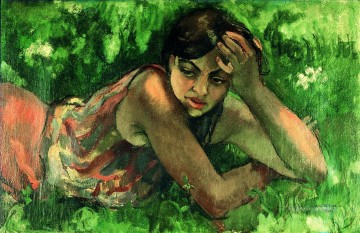 Indian Painting - Amrita Sher Gil Hungarian gypsy girl Indian